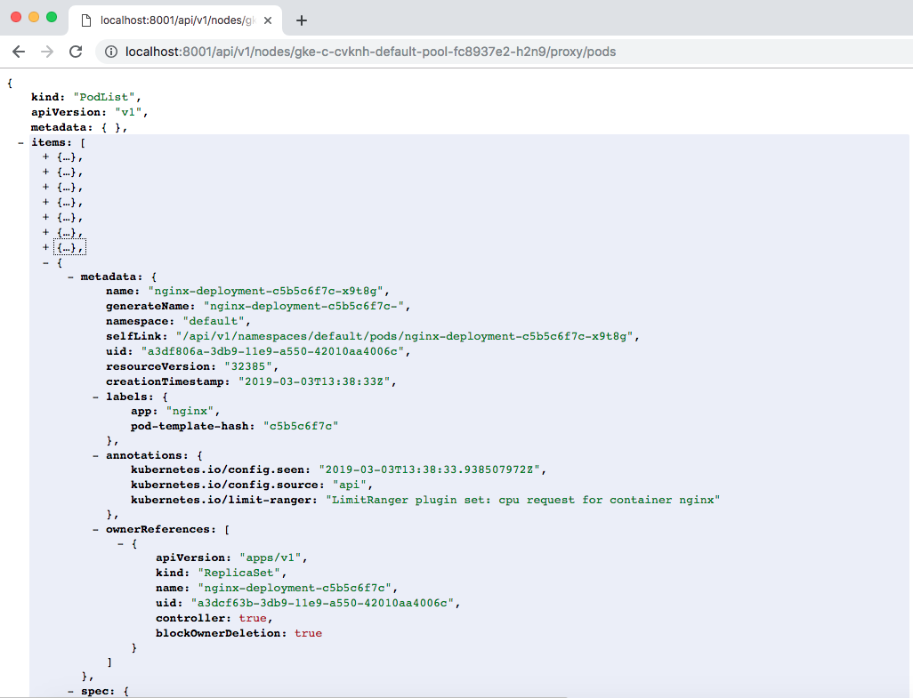 Fig. 4: Kubernetes node s list of pods